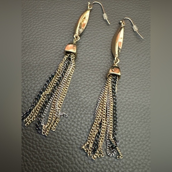 Vintage Earrings Nolan MIiller Gold Tone Pierced Dangle Drop Fringe Signed 4058 - Picture 4 of 7